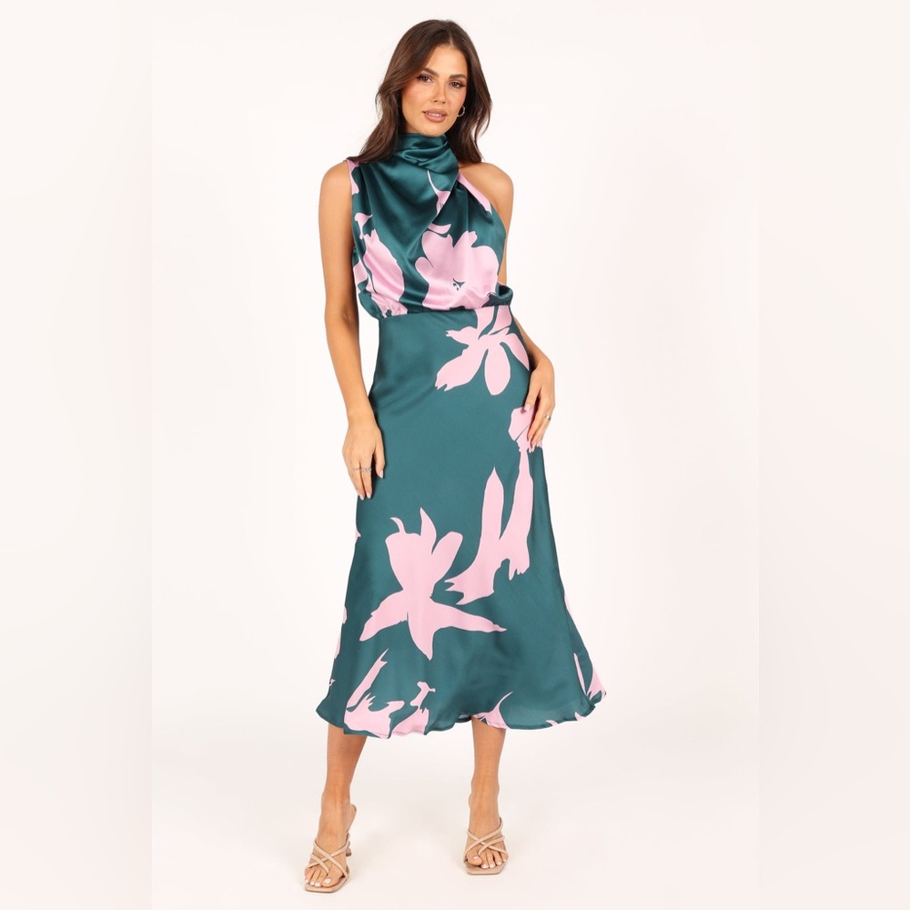 SOLD Petal & Pup teal Green and Pink Floral Midi Dress